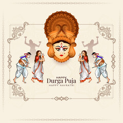 Happy Durga Puja and navratri cultural festival Indian background