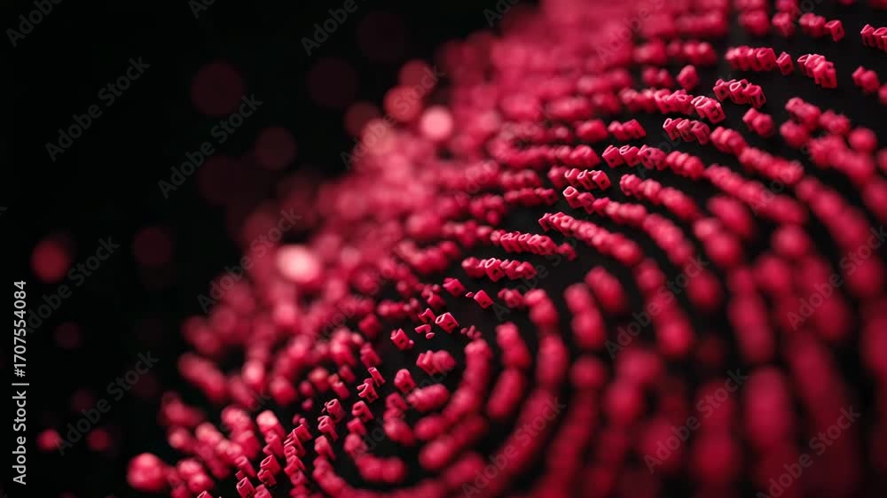 Aufkleber intricate patterns emerge in vibrant red digital fingerprint representation