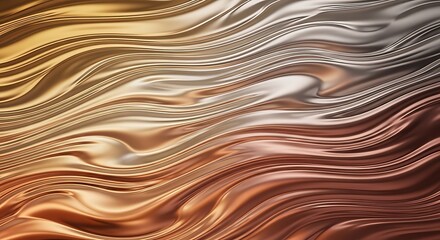 Obraz premium Abstract Shiny Copper and Gold Waves, Metallic Texture with Subtle Ripples and Highlights