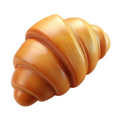 3d croissant pastry food icon isolated on transparent background