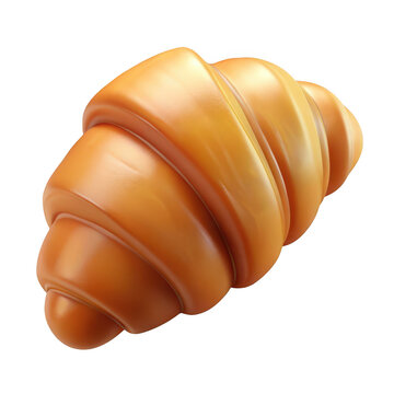 3d croissant pastry food icon isolated on transparent background