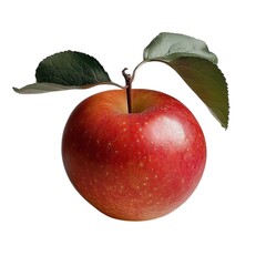Fresh Ripe Red Apple with Green Leaves Isolated on White Studio Shot Healthy Organic Food Nutrition Diet