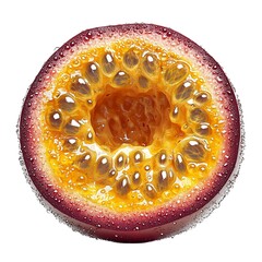 Fresh Juicy Passion Fruit Cross Section Close Up Ripe Tropical Superfood