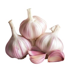Vibrant Fresh Garlic Bulbs and Cloves Isolated Studio Shot for Culinary and Healthy Cooking Applications