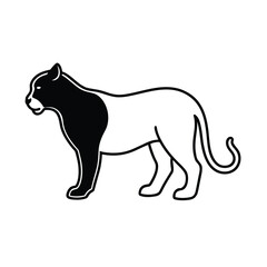 Minimalist black tiger silhouette on a clean white background