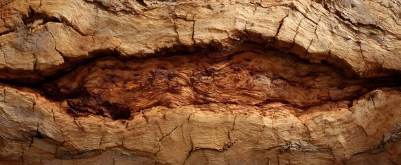 the heartwood part of an old tree trunk showing deep patterns and textures
