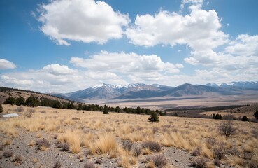 Fototapeta premium mountain landscape with blue sky and clouds