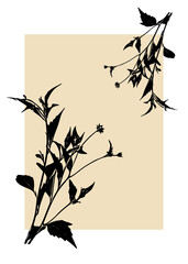 Goldenrod leaf and flower silhouette in black minimal botanical style. Perfect floral background or wallpaper for poster, artwork, printable, branding, packaging, and modern design.