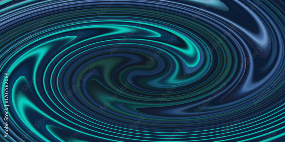Poster abstract swirling pattern of teal and deep blue colors creating a mesmerizing fluid motion effect fo