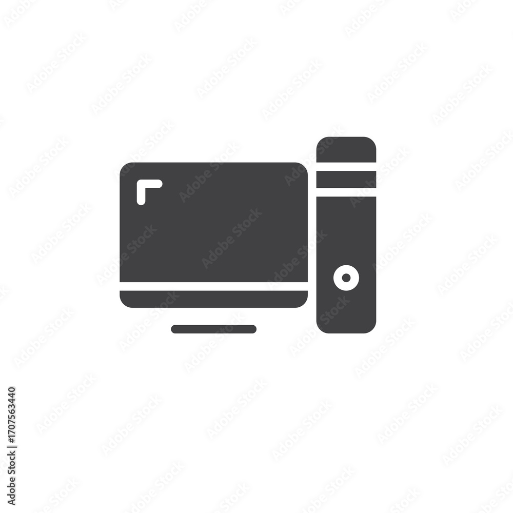 Poster desktop computer solid vector icon