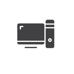 Desktop computer solid vector icon