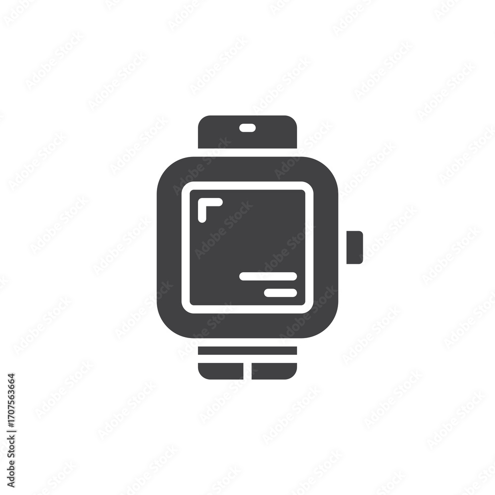 Poster solid glyph icon of a smartwatch with strap and display. this vector icon symbol is perfect for wear