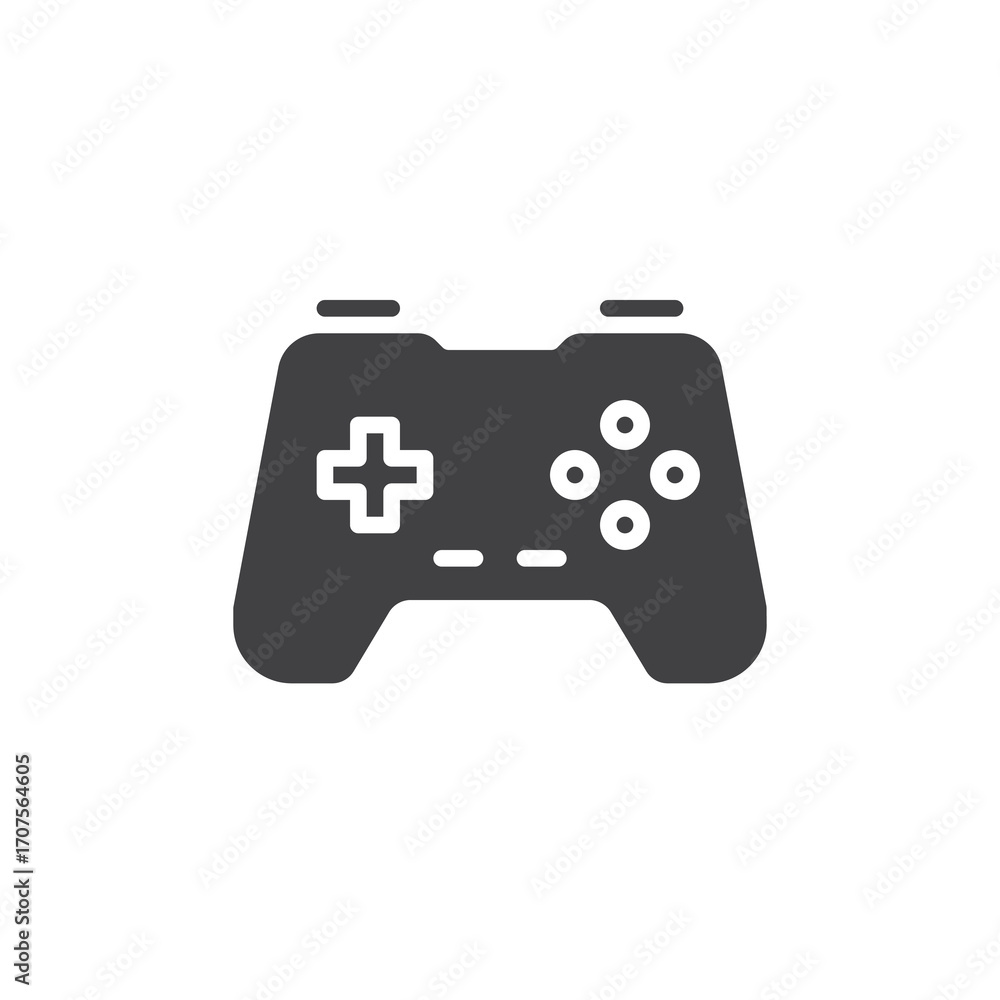 Poster solid glyph icon of a game controller with buttons. this vector icon symbol represents gaming, enter