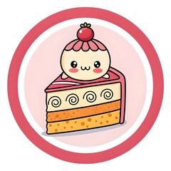 Charming Chibi Style Marble Cake Slice Cartoon Swirling With Adorable Kawaii Eyes, Chocolate And Vanilla Mix, Sweet Bakery Charm, And Playful Dessert Vibes Perfect For Food Art Lovers