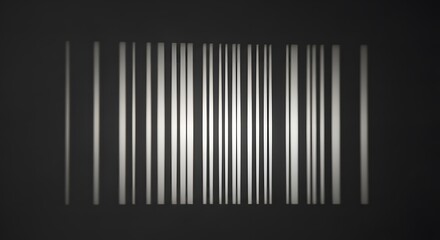 Stylized abstract barcode with a luminous effect on a dark surface, representing data and technology