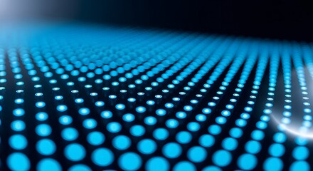 Conceptual illustration of a futuristic digital landscape composed of glowing blue dots, representing network and technology concepts