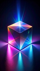 Illuminated Cube, Reflective Surface, Studio, Abstract Art