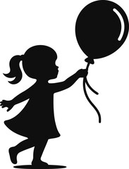 Girl is holding a Balloon Silhouette 