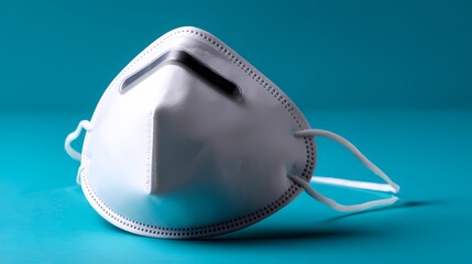 White Surgical Mask on Solid Blue Background for Health Protection