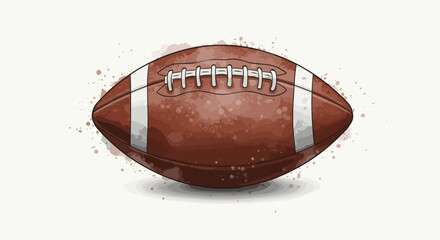 Watercolor vector illustration of American football ball isolated on white background