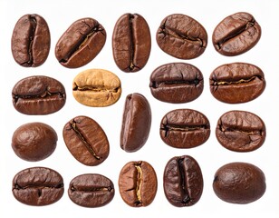 collection of coffee bean on white background