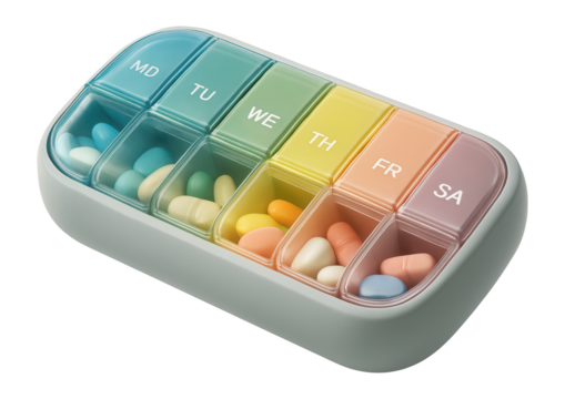 Compact pill organizer with daily compartments