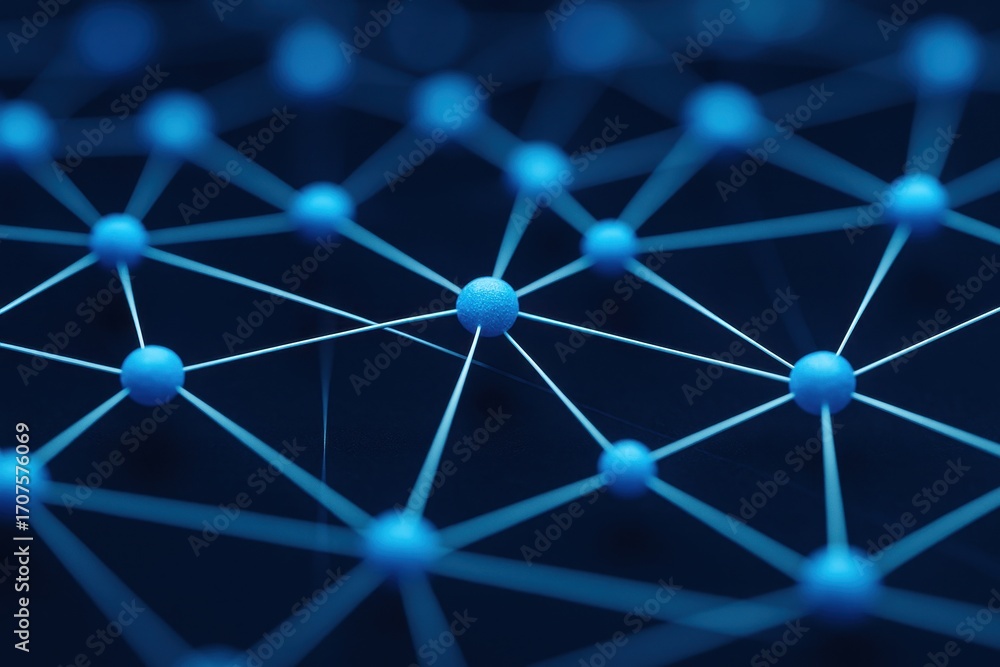 Poster connecting spheres: this image depicts a network of interconnected spheres, creating a visual repres