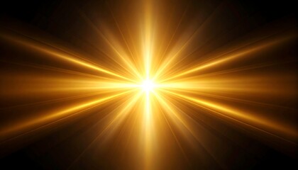 Obraz premium Golden light rays burst dark background