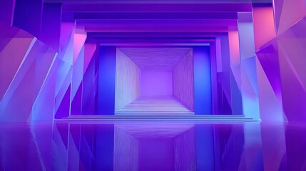 3d rendering of purple and blue abstract geometric background. Scene for advertising, technology, showcase, banner, game, sport, cosmetic, business, metaverse. Sci-Fi Illustration. Product display