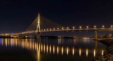 Fototapeta premium Night bridge reflections