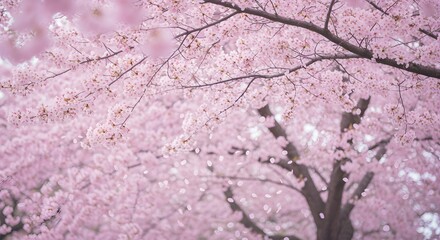 Obraz premium Pink cherry blossoms overhead view