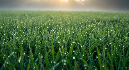 Dewy grass field