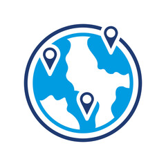 Global Network Icon Vector Illustration Blue Version