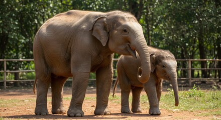Fototapeta premium Elephant mother and calf