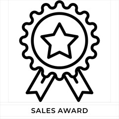 Obraz premium Sales Award Medal Icon Outline Black