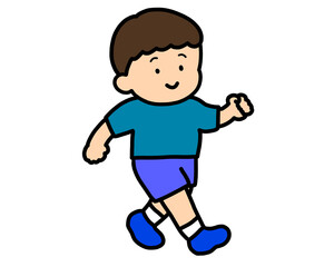 笑顔で歩く男の子