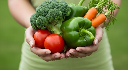 Fresh vegetables held in hands