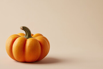 Orange Pumpkin on Light Beige Background