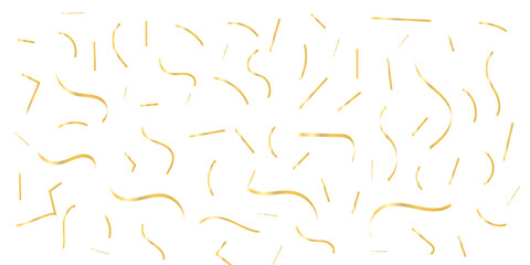 Abstract Scattered yellow confetti Golden Curves Lines creating a festive and celebratory atmosphere visually appealing White Background.	