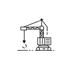Illustration of a construction crane, symbolizing building, development, and industrial progress in a simple line art style