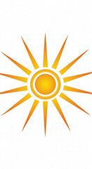 Stylized sun with many rays isolated on white background in a vector art