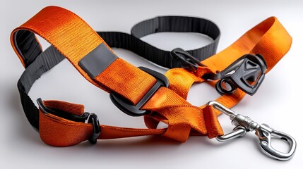Bright Orange Pet Harness with Adjustable Straps and Metal Clip