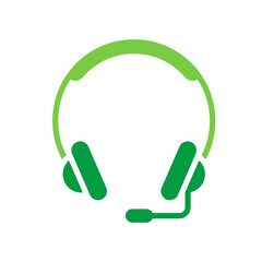 Headset Icon Vector Illustration Green Version