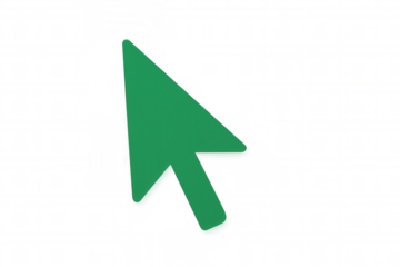 Green arrow mouse pointer cursor clicking on a transparent background, perfect for web design and user interface projects