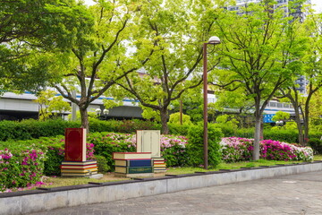 新緑の東遊園地　神戸市中央区にて