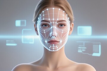 This is a digital representation capturing the essence of facial recognition technology and its various features