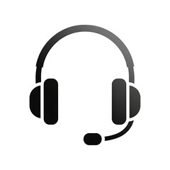Black headset icon isolated on white background for call center support