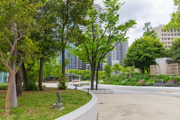 新緑の東遊園地　神戸市中央区にて