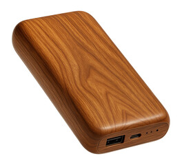 Wooden power bank with natural grain finish and eco-friendly design