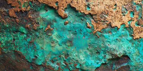 oxidized copper texture with turquoise abstract patterns